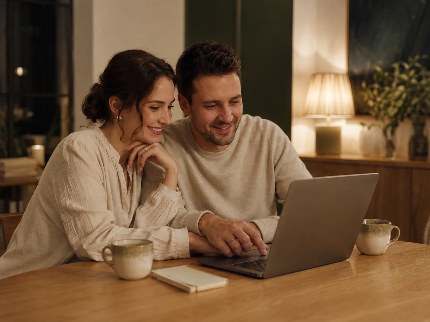 Wizualizacja pary spędzającej wspólny wieczór przy laptopie